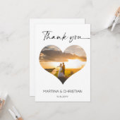 Photo en forme de coeur Carte de remerciements Mar (Devant/Arrière en situation)