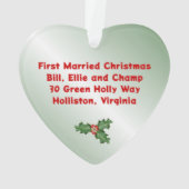 Photo en forme de coeur Premier Noël Feuilles sain (dos)