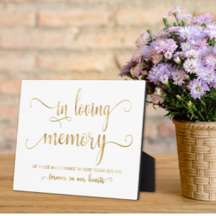 Photo En mémoire d'amour mariage d'or signe Plaque Table