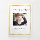 Photo en or blanc élégant tri-pli programme funéra (Page de couverture)