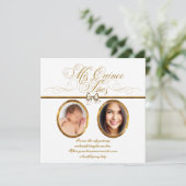Photo en or blanc Quinceanera Invitations (Debout devant)