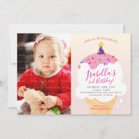 PHOTO ENFANTS INVITATION rétro cone crème glacée r