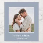 Photo Engagement Party Dusty Blue Vine Étiquette (Étiquettes simples)