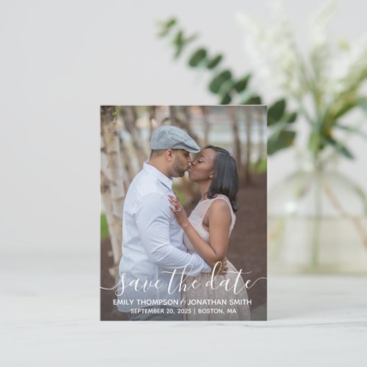 Photo Enregistrer la carte Date, blanc Script mode (Debout devant)