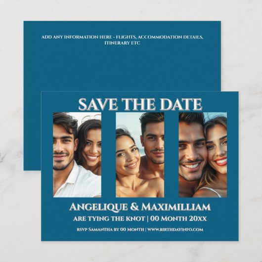 Photo enregistrer la carte date élégant moderne 3 (Devant / Derrière)