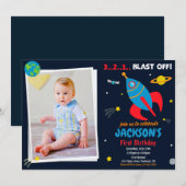 Photo Espace extérieur Rocket invitation anniversa (Devant / Derrière)