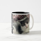 Photo et nom Mug noir et blanc pour animaux de com (Devant droit)