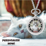 Photo et nom personnalisables pour animaux de comp<br><div class="desc">Élevez le lien que vous partagez avec votre animal de compagnie bien-aimé avec notre photo et nom personnalisable Black and White Pet. Célébrez la connexion unique que vous avez avec votre compagnon de fourrure en customisant cet élégant garde-temps. Imprimée avec un design empreinte de patte charmant et ornée d'une expression...</div>