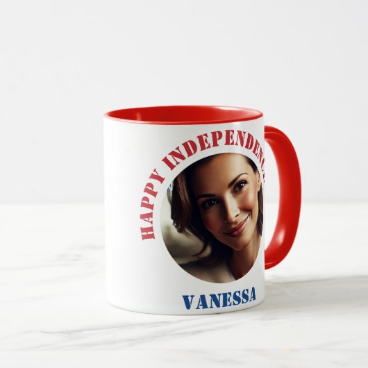 Photo Et Nom Personnalisés 4 juillet Mug (Devant droit)