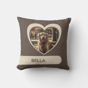 Photo et nom personnalisés Heart Stripes Coussin