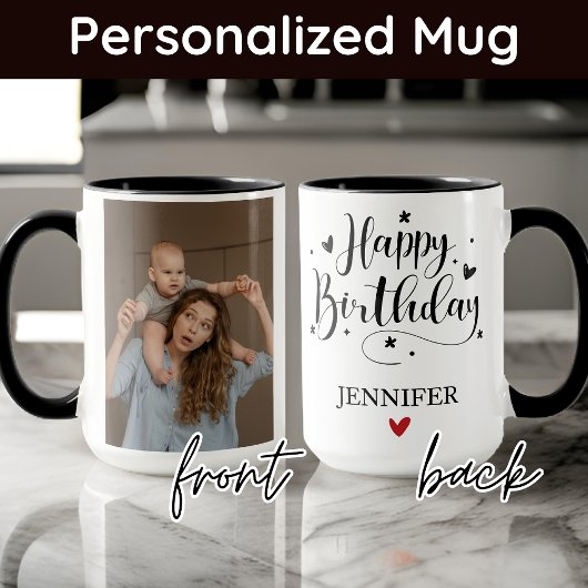 Photo et nom personnalisés Joyeuse Mug d'anniversa