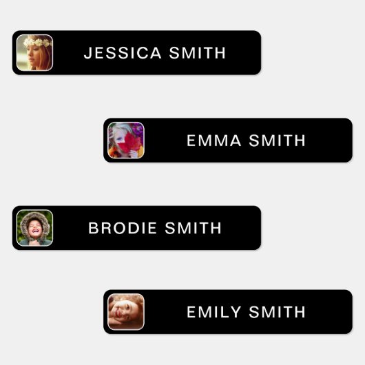 Photo et nom Sticker Étiquette Modèle (Groupe)