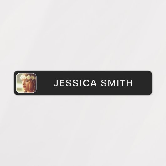 Photo et nom Sticker Étiquette Modèle (Design 1)