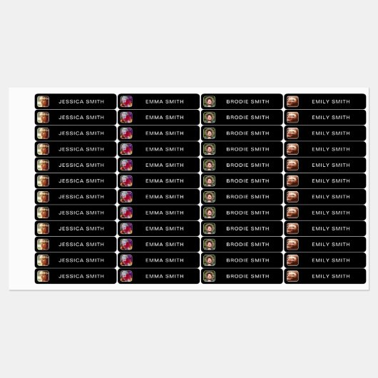 Photo et nom Sticker Étiquette Modèle (Feuille)