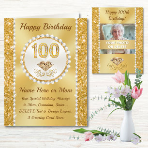 Photo et personnalisée, Bonne Carte du 100e annive