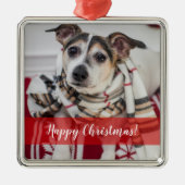 Photo et texte personnalisés Ornement de Noël (Devant)