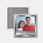 Photo Et Texte Personnalisés Sur Un Aimant Argent  (Recto/Verso)