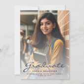 Photo Faire-part de graduation en or bleu marine 2 (Devant)