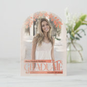 Photo Faire-part de graduation Rose or Floral (Debout devant)