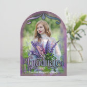 Photo Faire-part de graduation violet blanc (Debout devant)