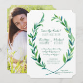 Photo Faire-part de mariage Couronne de laurier Fe (Devant / Derrière)