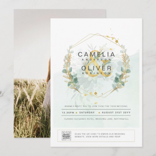 PHOTO Faire-part de mariage QR CODE (Devant / Derrière)