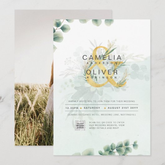 PHOTO Faire-part de mariage QR CODE (Devant / Derrière)