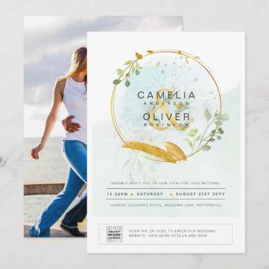 PHOTO Faire-part de mariage QR CODE (Devant / Derrière)