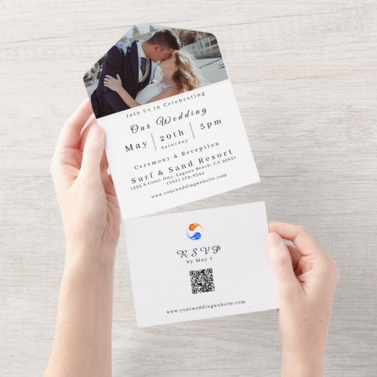 Photo Faire-part de mariage-QR Code-Twin Flames- (Déchirure)
