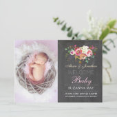 Photo Faire-part de naissance Baby Girl Stats Cart (Debout devant)