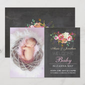 Photo Faire-part de naissance Baby Girl Stats Cart (Devant / Derrière)