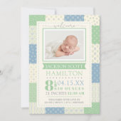 Photo Faire-part de naissance bleu et vert (Devant)