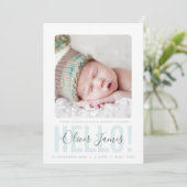 PHOTO FAIRE-PART DE NAISSANCE bonjour bleu pâle bé (Debout devant)