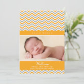 PHOTO FAIRE-PART DE NAISSANCE : chevron orange dou (Debout devant)