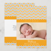 PHOTO FAIRE-PART DE NAISSANCE : chevron orange dou (Devant / Derrière)