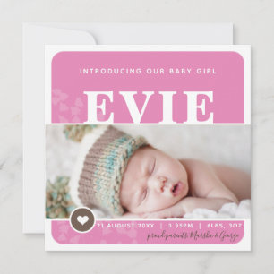 PHOTO FAIRE-PART DE NAISSANCE coeur tache rose bot