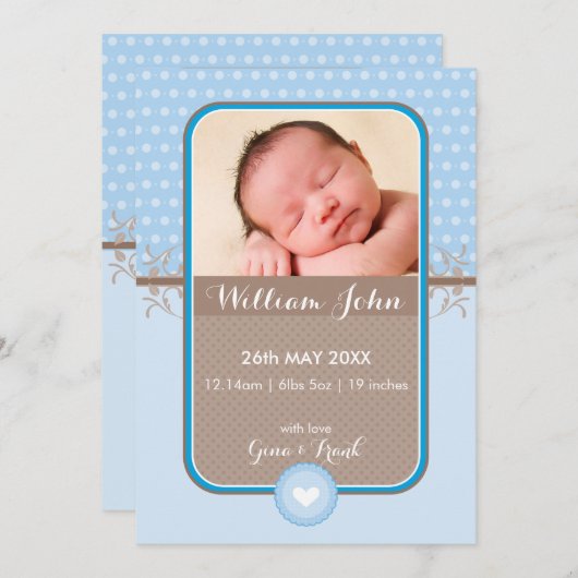PHOTO FAIRE-PART DE NAISSANCE douceur poka point b (Devant / Derrière)