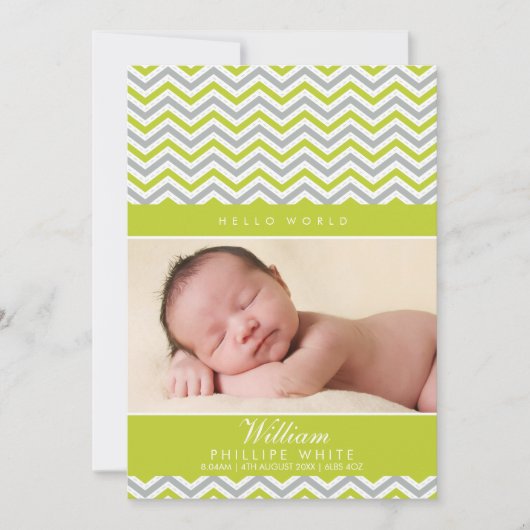 PHOTO FAIRE-PART DE NAISSANCE doux chevron citron (Devant)