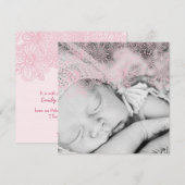 Photo faire-part de naissance - fille (Devant / Derrière)
