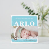 PHOTO FAIRE-PART DE NAISSANCE point cardiaque bleu (Debout devant)