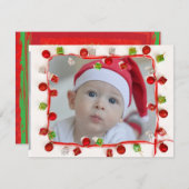 Photo famille Carte de Noël rouge et verte (Devant / Derrière)