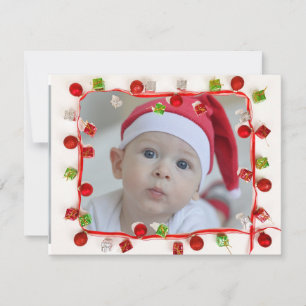 Photo famille Carte de Noël rouge et verte