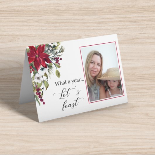 Photo Famille de Noël Poinsettia Carte pliée