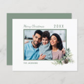 Photo famille Noël blanc carte budget moderne (Devant / Derrière)