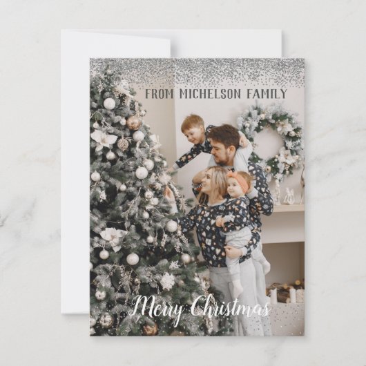 Photo famille Parties scintillant argent carte de  (Devant)