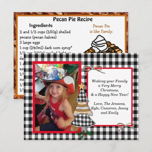 Photo famille + Recette Carte de Noël (Devant / Derrière)