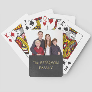 Photo Family zwart getextureerd monogram Pokerkaarten