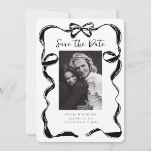 Photo Fantaisiste Noir Blanc  Ruban Save the Date