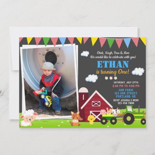 Photo Farm invitation anniversaire Barnyard annive (Devant)