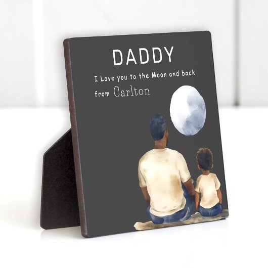 Photo Father Son Moon Message Plaque